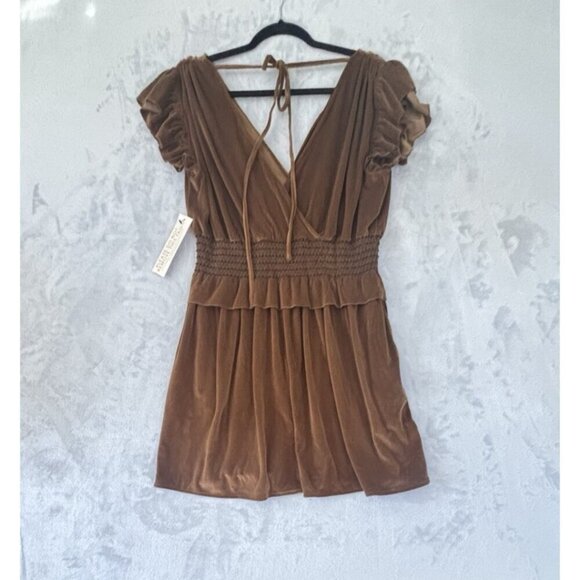 Happy X Nature by Kate Hudson Merrie Sleeveless Brown Velvet Dress Size M NWT - Picture 3 of 10